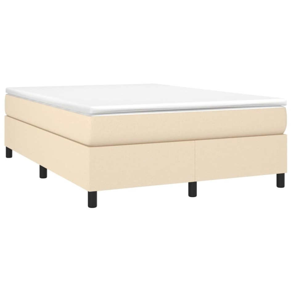 Cama box spring con colchón tela color crema 140x190