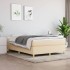 Cama box spring con colchón tela color crema 140x190