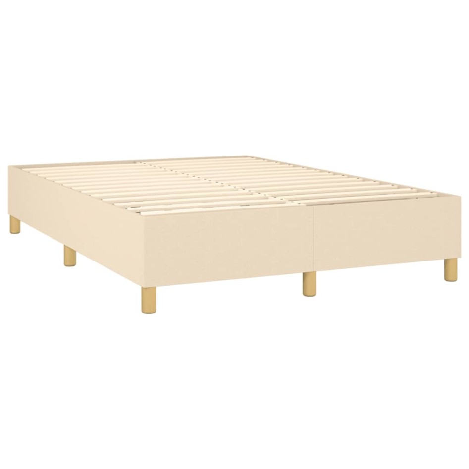 Cama box spring con colchón tela color crema 140x190