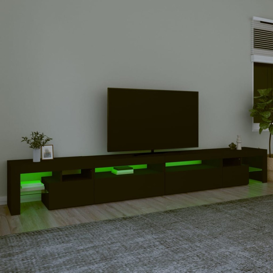 Mueble de TV con luces LED negro 290x36,5x40