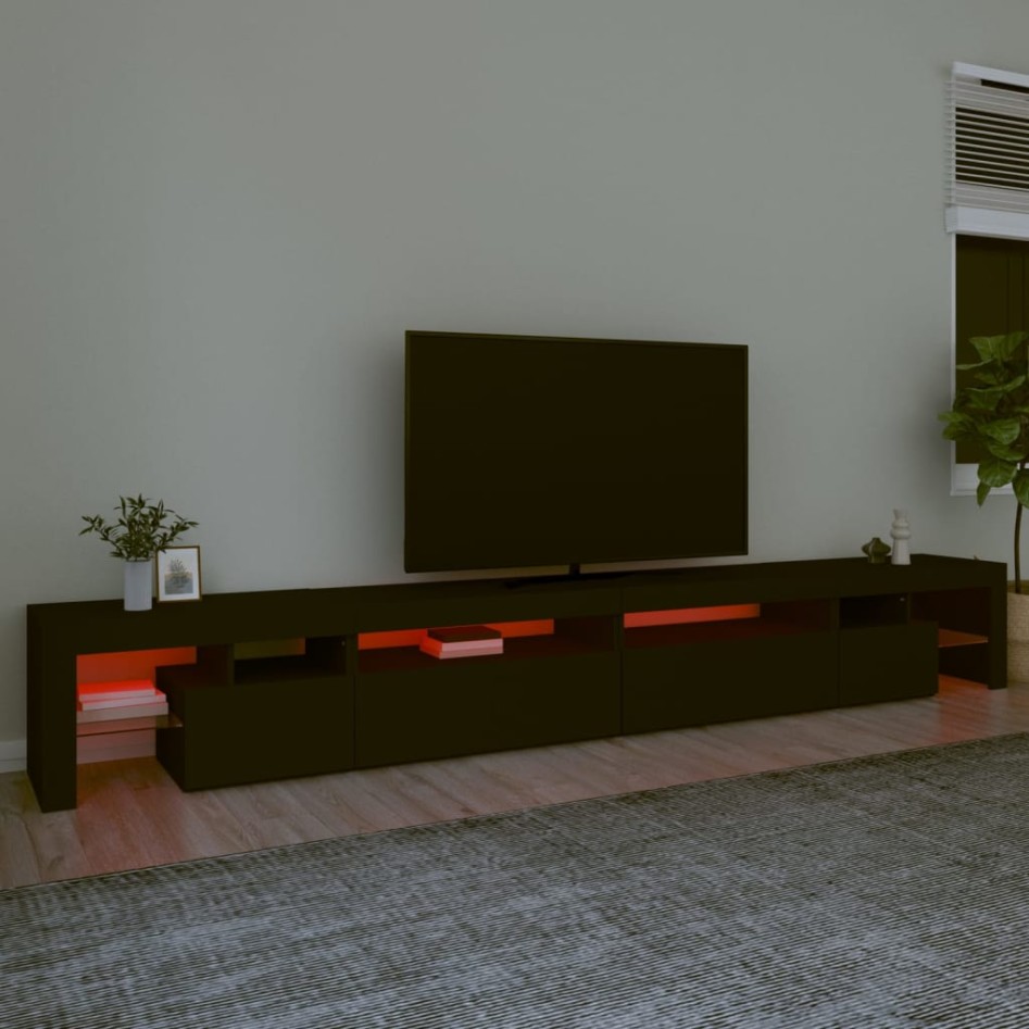 Mueble de TV con luces LED negro 290x36,5x40