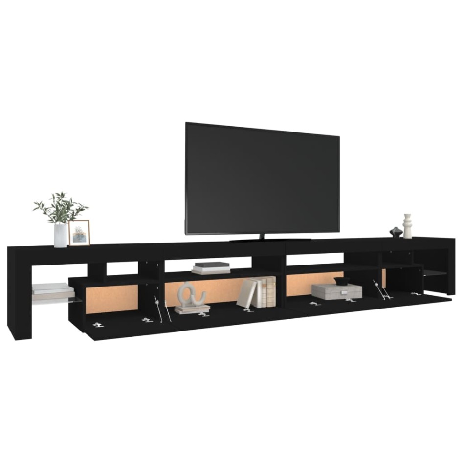 Mueble de TV con luces LED negro 290x36,5x40