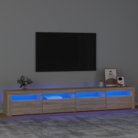 Mueble de TV con luces LED roble Sonoma 240x35x40
