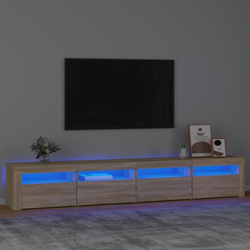 Mueble de TV con luces LED roble Sonoma 240x35x40