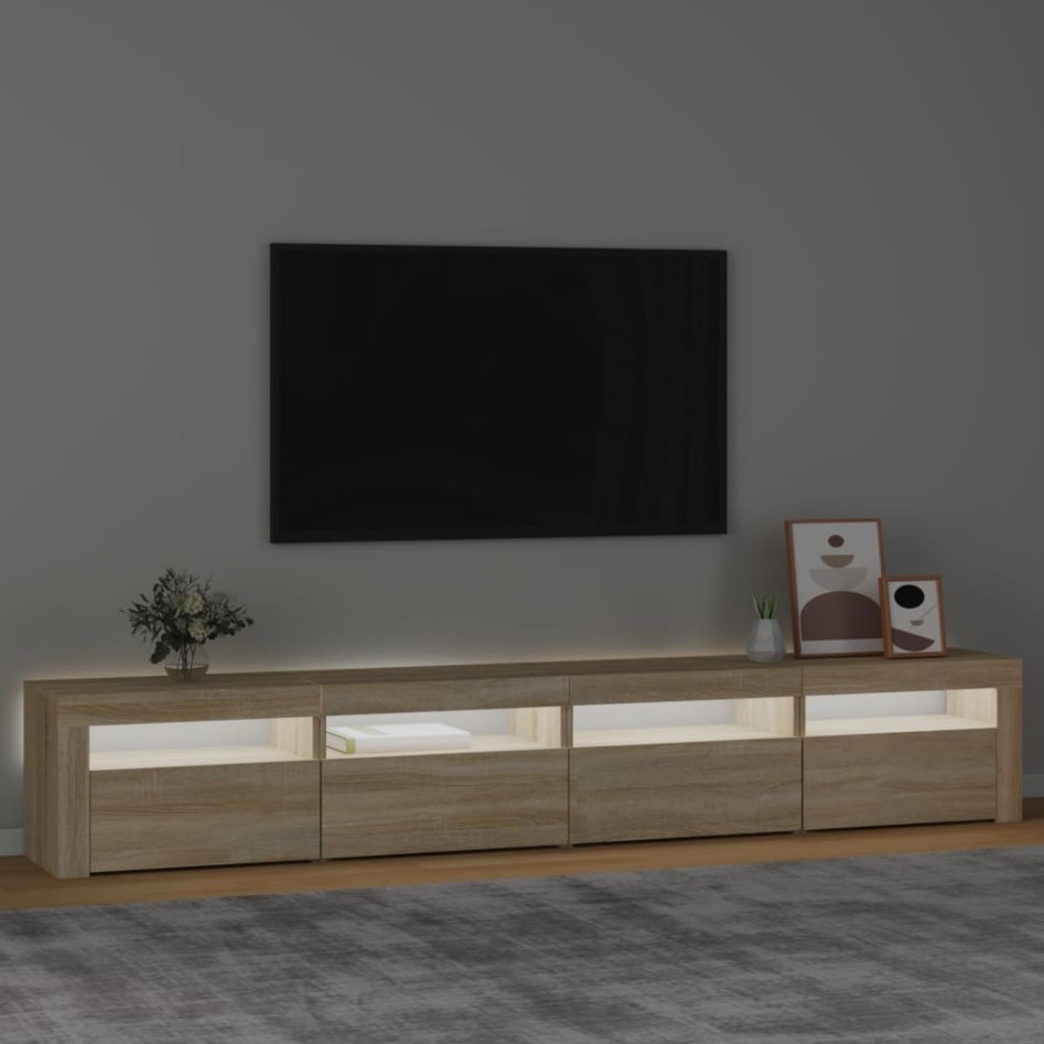 Mueble de TV con luces LED roble Sonoma 240x35x40