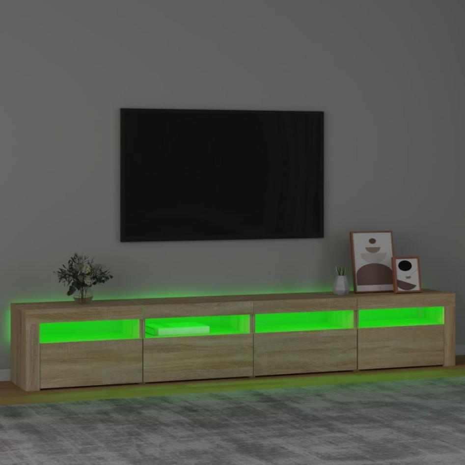 Mueble de TV con luces LED roble Sonoma 240x35x40