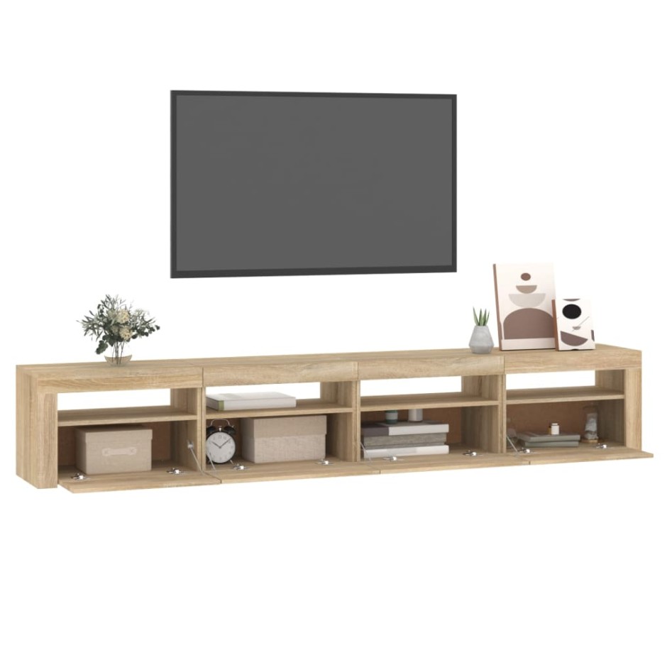 Mueble de TV con luces LED roble Sonoma 240x35x40