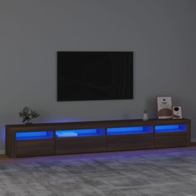 Mueble de TV con luces LED roble marrón 270x35x40