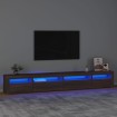 Mueble de TV con luces LED roble marrón 270x35x40 cm