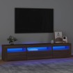 Mueble de TV con luces LED marrón roble 195x35x40 cm