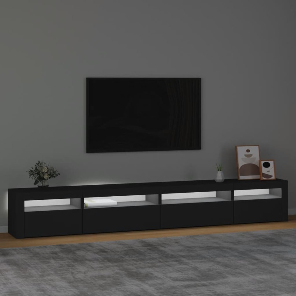 Mueble de TV con luces LED Negro 270x35x40