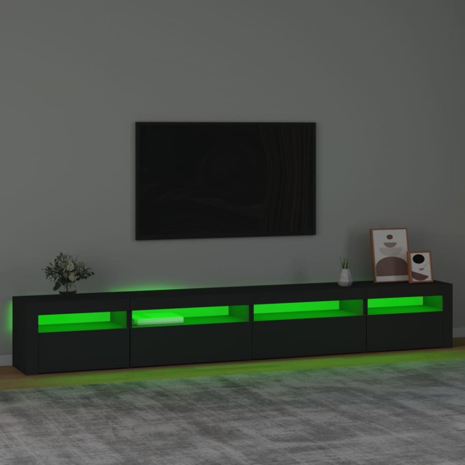 Mueble de TV con luces LED Negro 270x35x40