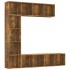 Set de estanteria/mueble TV 3 pzas roble ahumado 180x30x180