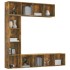 Set de estanteria/mueble TV 3 pzas roble ahumado 180x30x180