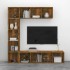 Set de estanteria/mueble TV 3 pzas roble ahumado 180x30x180