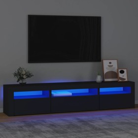 Mueble de TV con luces LED negro 195x35x40