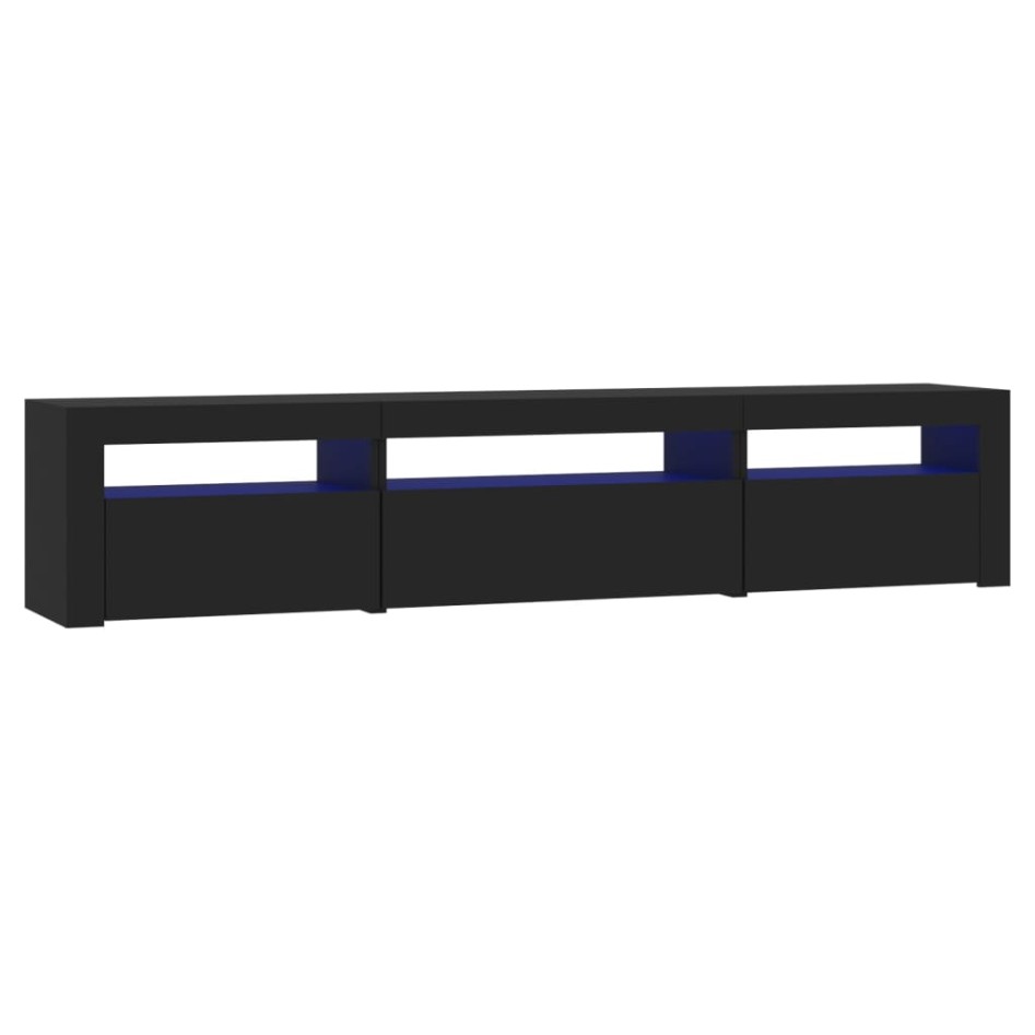 Mueble de TV con luces LED negro 195x35x40