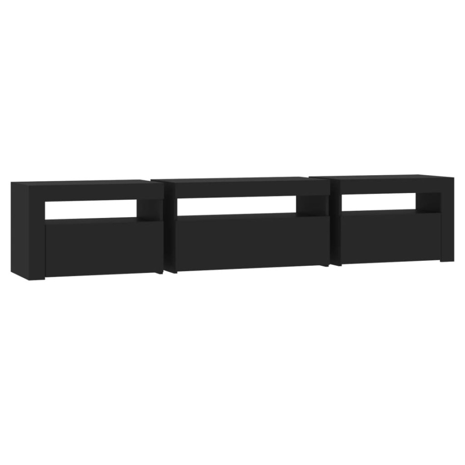 Mueble de TV con luces LED negro 195x35x40