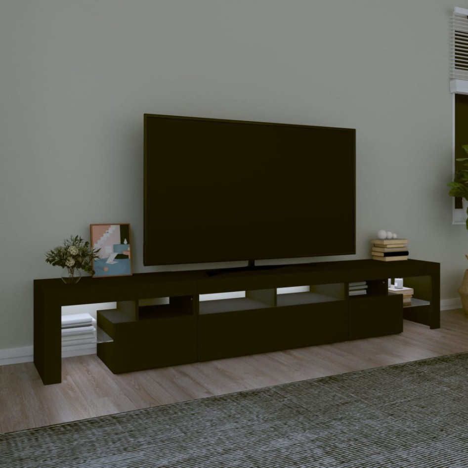 Mueble de TV con luces LED Negro 230x36,5x40
