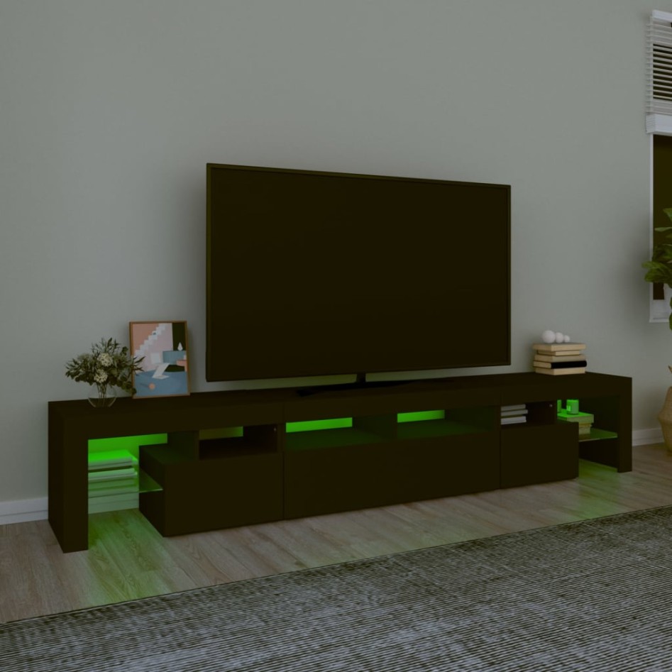 Mueble de TV con luces LED Negro 230x36,5x40