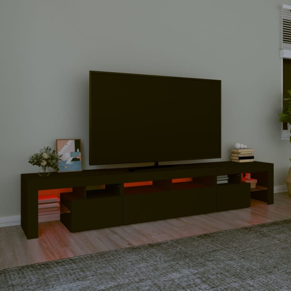Mueble de TV con luces LED Negro 230x36,5x40