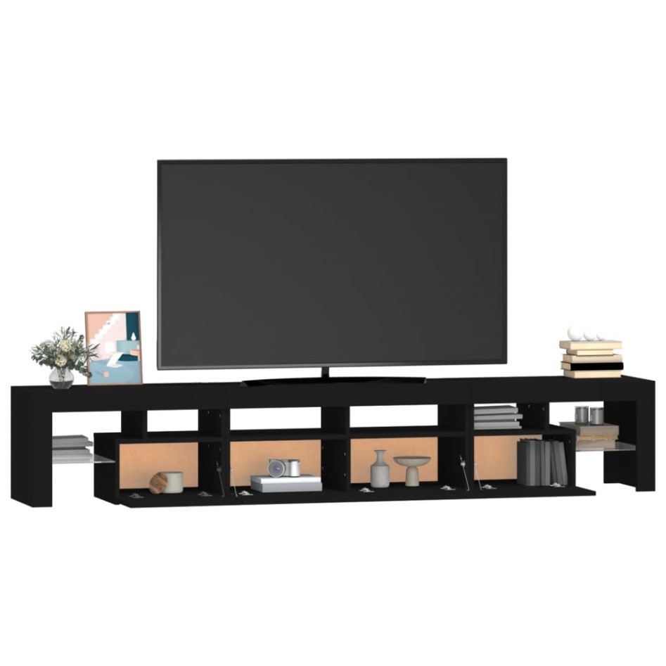 Mueble de TV con luces LED Negro 230x36,5x40