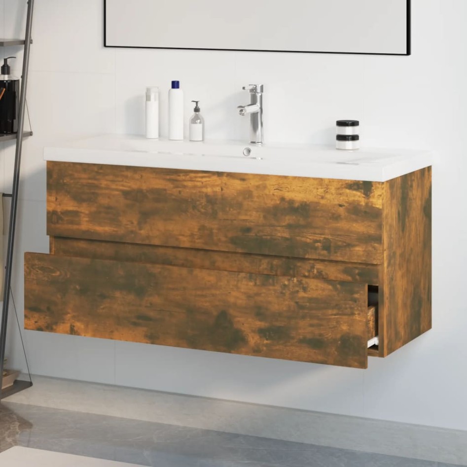 Mueble de baño con lavabo madera contrachapada roble