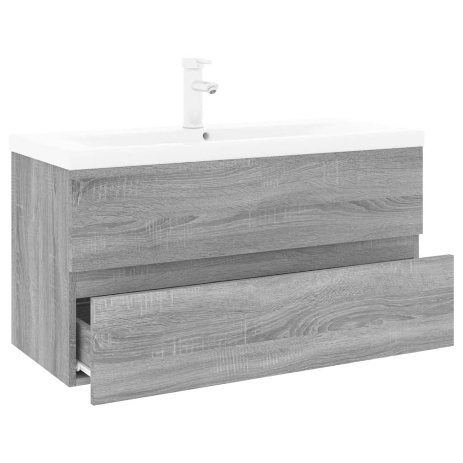 Mueble de baño con lavabo madera contrachapada gris