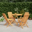Juego de comedor para jardín 5 piezas madera maciza de teca