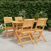 Juego de comedor para jardín 5 piezas madera maciza de teca