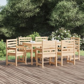 Juego de comedor de jardín 7 piezas madera maciza de