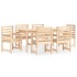 Juego de comedor de jardín 7 piezas madera maciza de