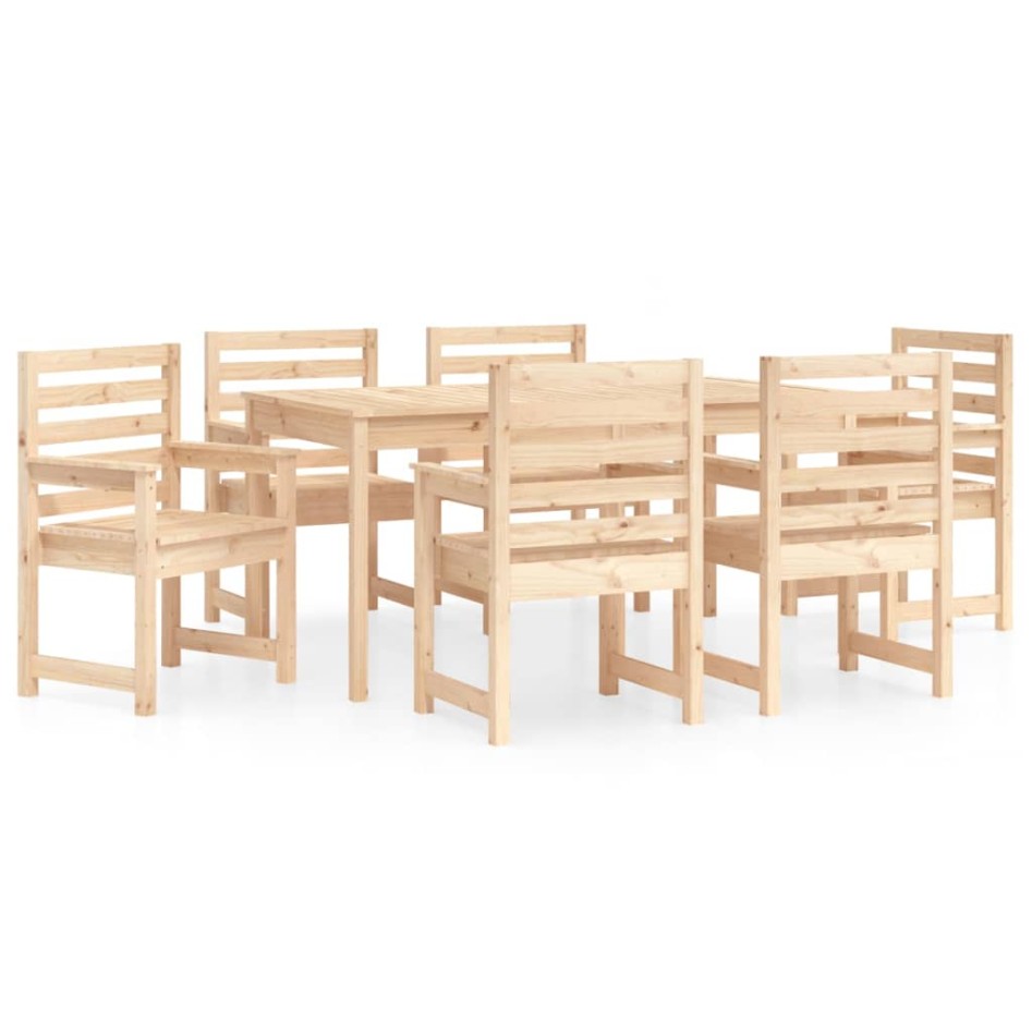 Juego de comedor de jardín 7 piezas madera maciza de