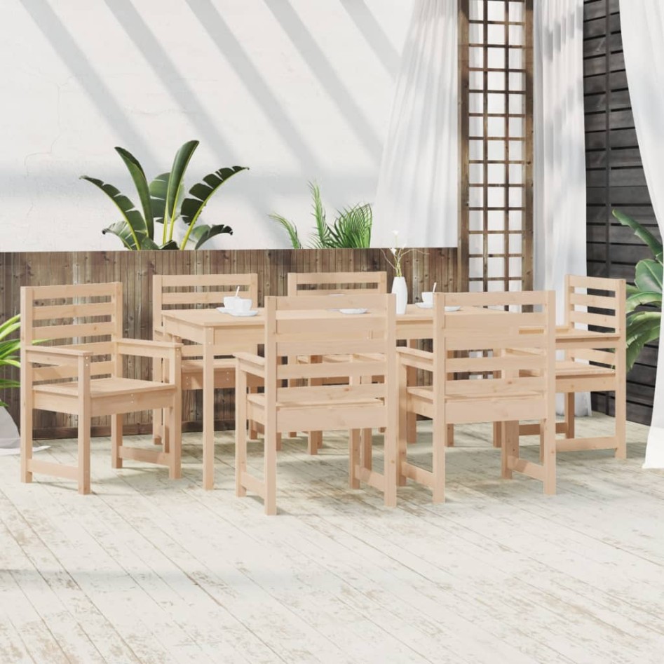 Juego de comedor de jardín 7 piezas madera maciza de