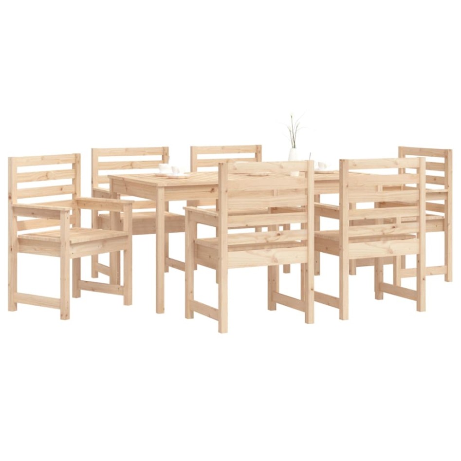 Juego de comedor de jardín 7 piezas madera maciza de