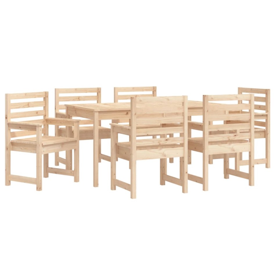 Juego de comedor de jardín 7 piezas madera maciza de