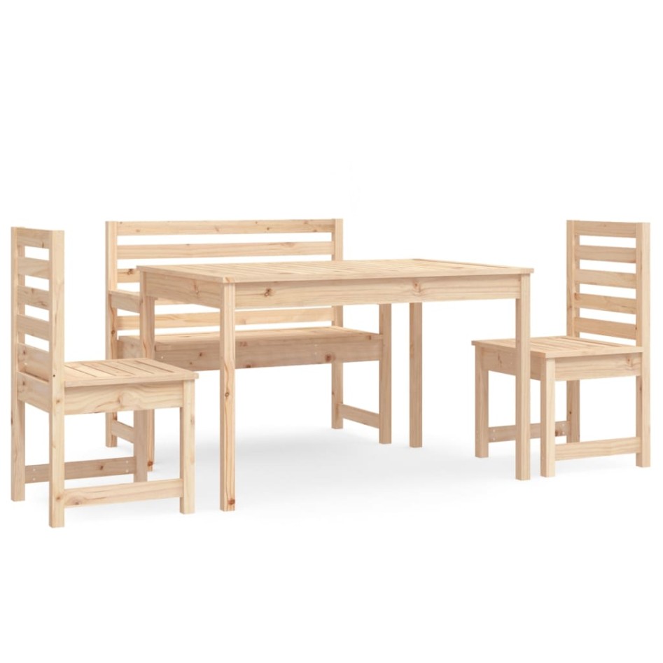 Juego de comedor de jardín 4 piezas madera maciza de