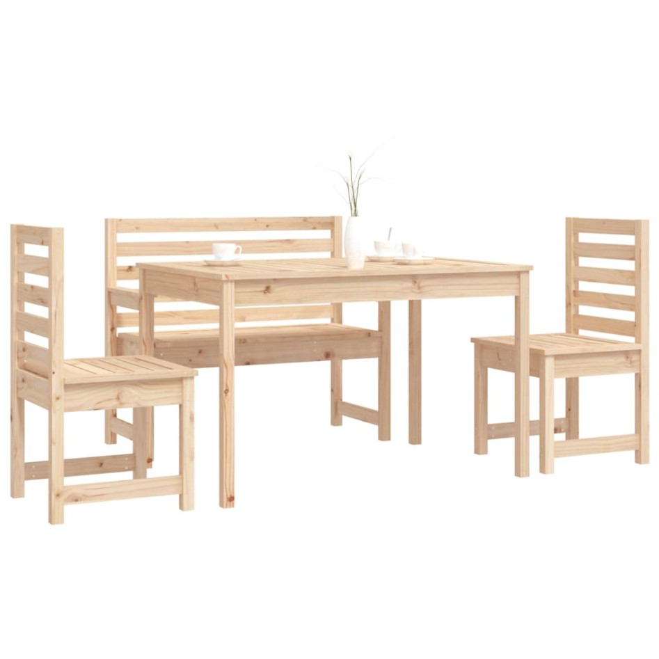 Juego de comedor de jardín 4 piezas madera maciza de