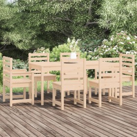 Juego de comedor de jardín 7 piezas madera maciza de