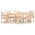 Juego de comedor de jardín 7 piezas madera maciza de