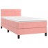 Cama box spring con colchón terciopelo rosa 100x200