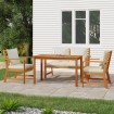 Juego comedor de jardín 4 pzas con cojines madera maciza acacia