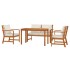 Juego comedor de jardín 4 pzas con cojines madera maciza