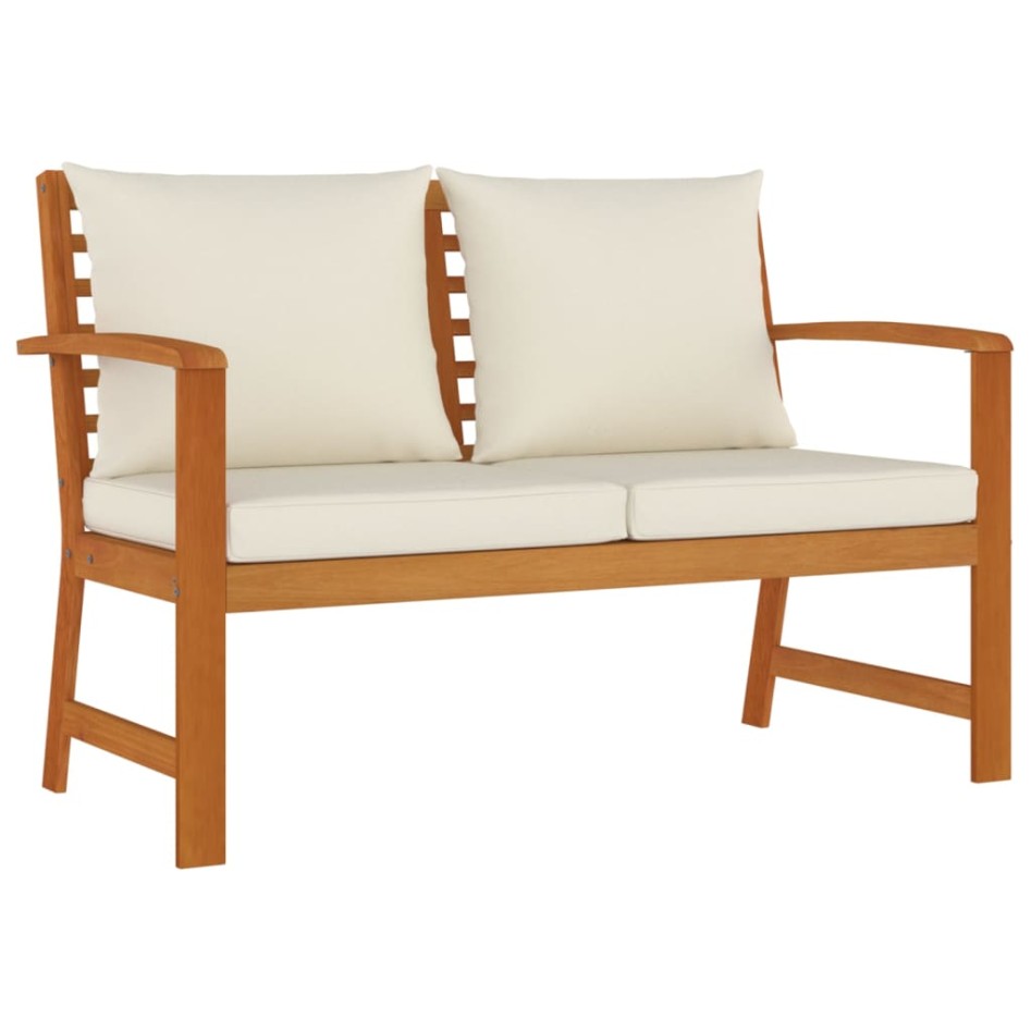 Juego comedor de jardín 4 pzas con cojines madera maciza