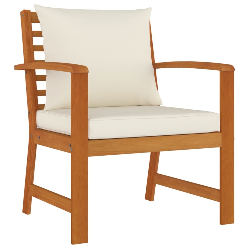 Juego comedor de jardín 4 pzas con cojines madera maciza