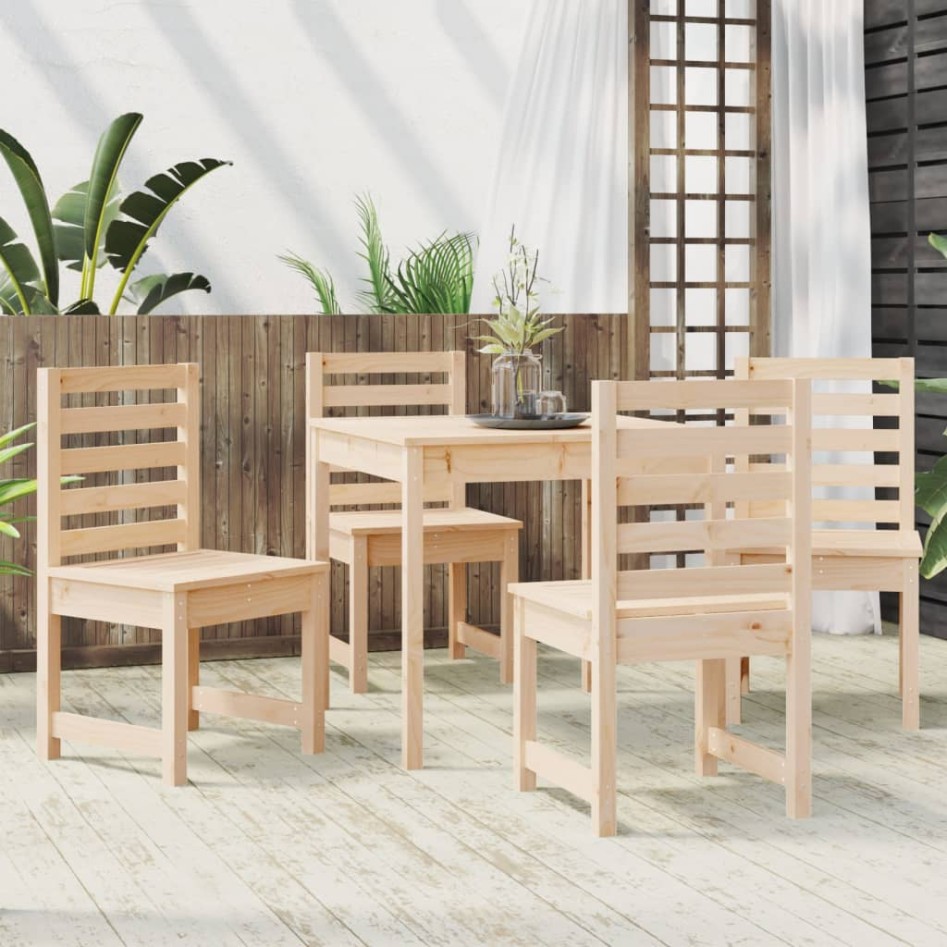 Juego de comedor de jardín 5 piezas madera maciza de