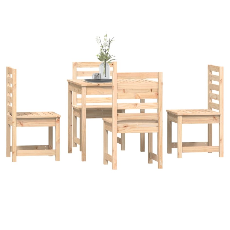 Juego de comedor de jardín 5 piezas madera maciza de