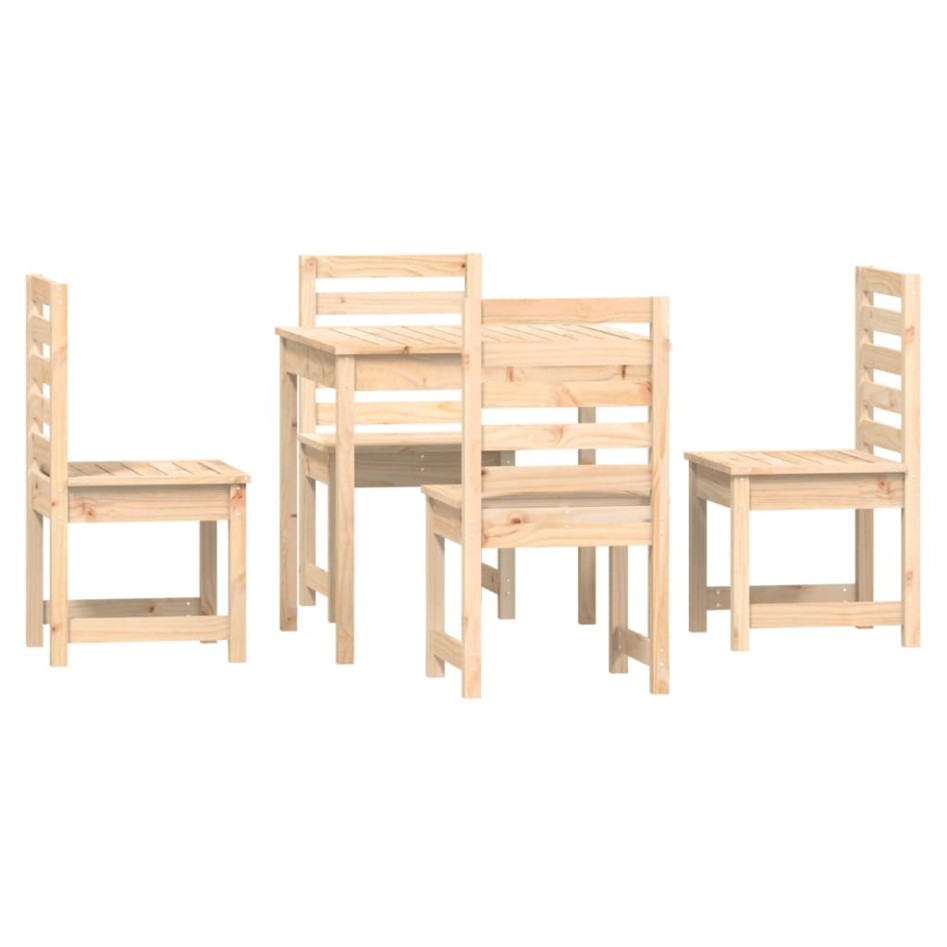 Juego de comedor de jardín 5 piezas madera maciza de