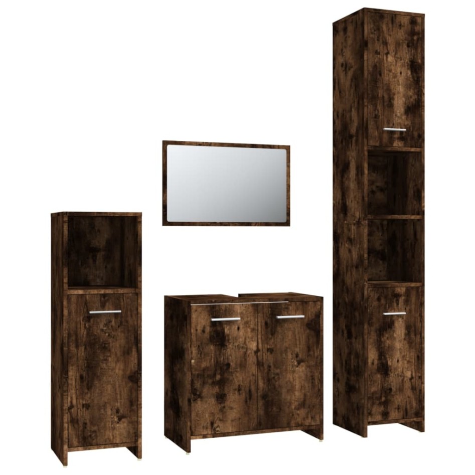 Set de muebles baño 4 pzas madera contrachapada roble