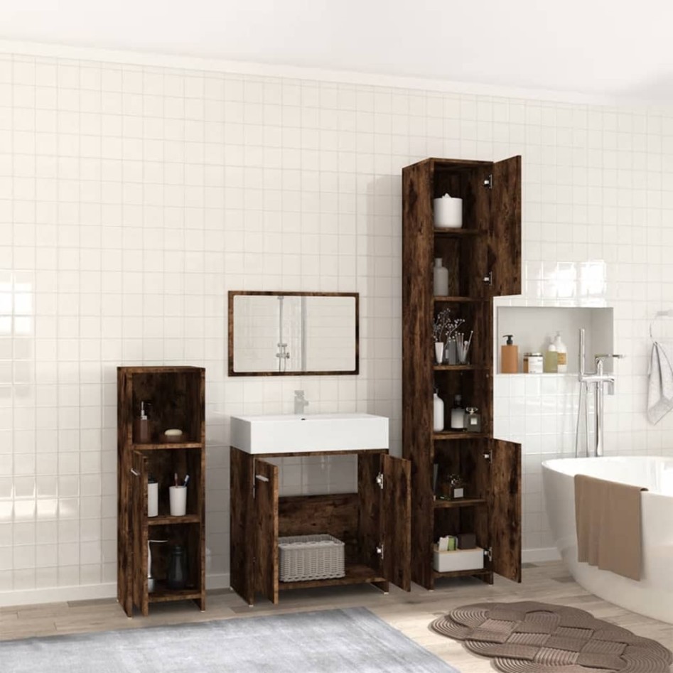 Set de muebles baño 4 pzas madera contrachapada roble